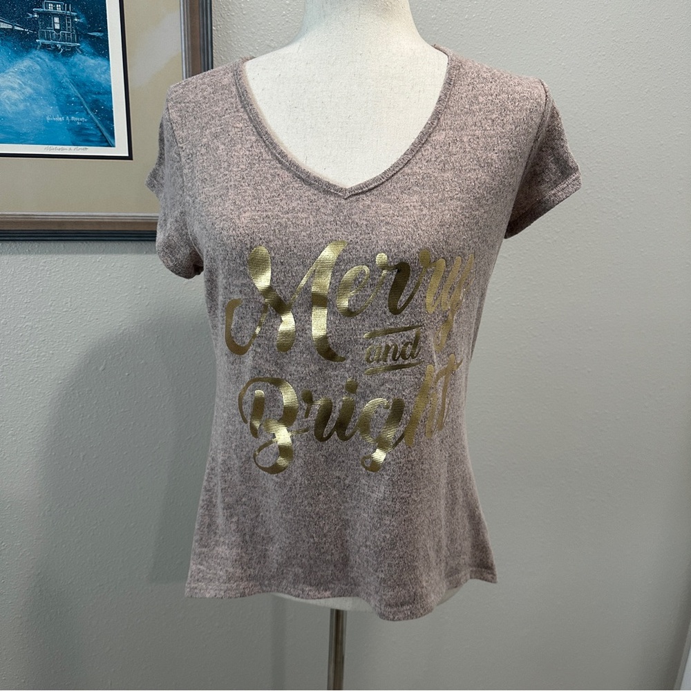 SJS short sleeved Mary and bright top size petite medium